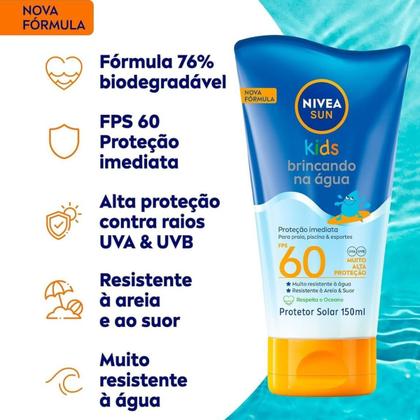 Imagem de Protetor Solar Nivea Sun Kids Brincando na Àgua FPS60 150 ml