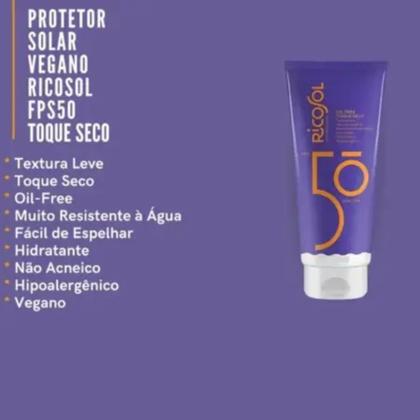 Imagem de Protetor Solar Ricosol FPS 50 Oil Free Toque Seco 100g