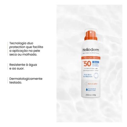 Imagem de Protetor Solar Spray Helioderm 2 em 1 Fps50 200ml