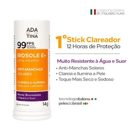 Imagem de Protetor Solar Stick Clareador 12HS Biosole E Plus Ultra Vitamin FPS 99 - ADA TINA