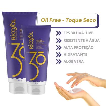 Imagem de Protetor Solar Vegano Ricosol Toque Seco Oil-free Fps30 180g