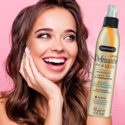 Imagem de Protetor Térmico para Cabelo Defrizante Liso Termoprotetor Anti Frizz Spray Óleo de Argan Soft Hair 140ml