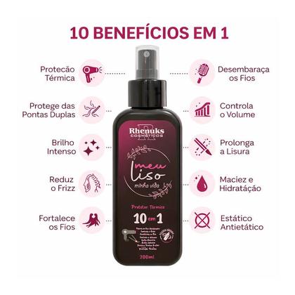 Imagem de Protetor Térmico para Cabelos 10x1 Meu Liso Minha Vida 200ml