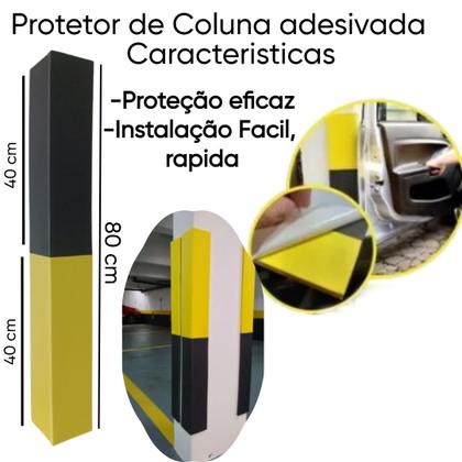 Imagem de Protetores de coluna adesivado 80cm garagem estacioanmento em eva 10 mm cantoneiras
