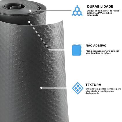 Imagem de Protetores De Prateleira De Cozinha Em EVA Antiderrapante Cinza Escuro, Tapetes De Gaveta Não