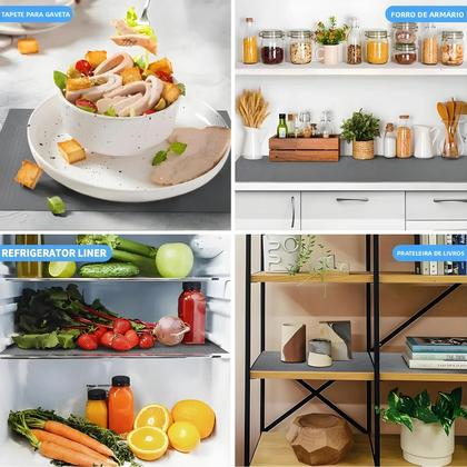 Imagem de Protetores De Prateleira De Cozinha Em EVA Antiderrapante Cinza Escuro, Tapetes De Gaveta Não