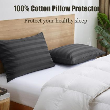 Imagem de Protetores de travesseiro Shunjie.Home 100% algodão 600 TC, cetim, pacote com 4 unidades