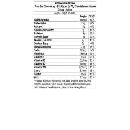 Imagem de Proto Bar Choco Whey - 9 Unidades de 70g Chocolate com Nibs de Cacau - Nutrata