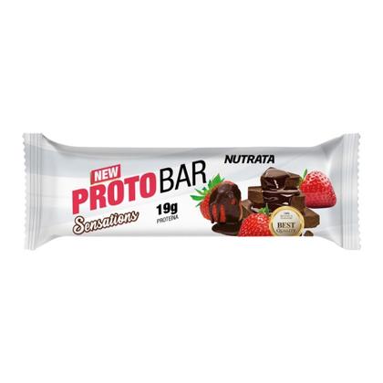 Imagem de ProtoBar (70g) - Sabor: Chocolate Meio Amargo c/ Recheio de morango