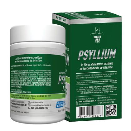 Imagem de Psyllium Plantago Ovatae Health Labs 7,25mg na Dose com 100 Cápsulas
