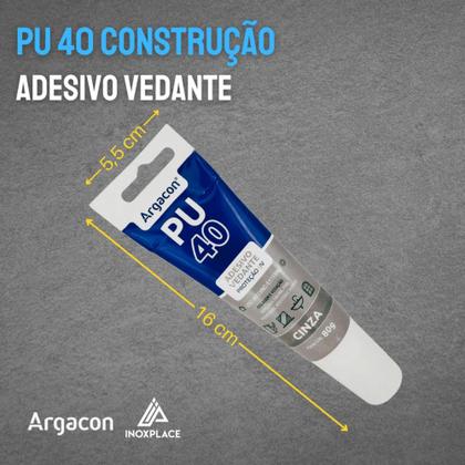 Imagem de Pu 40 Adesivo Cola Vedante Multiuso 80g Preto e Branco - Argacon