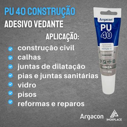 Imagem de Pu 40 Adesivo Cola Vedante Multiuso 80g Preto e Branco - Argacon