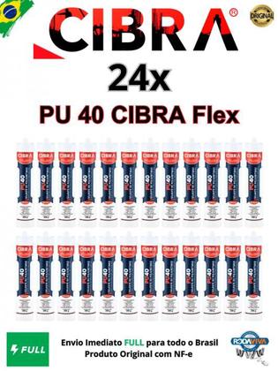 Imagem de Pu 40 Cibra Flex Cola Selante De Poliuretano cx c/24x 400g Br/Cz/Pt Calhas Rufos Cubas Fibras Metal