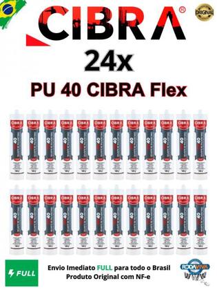 Imagem de Pu 40 Cibra Flex Cola Selante De Poliuretano cx c/24x 400g Br/Cz/Pt Calhas Rufos Cubas Fibras Metal