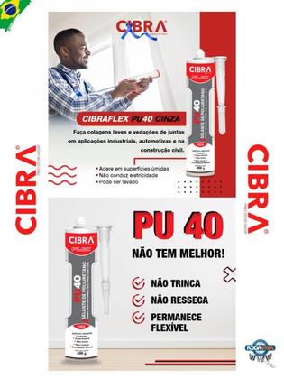 Imagem de Pu 40 Cola Selante De Poliuretano Cibra Flex 400g Branco/Cinza/Preto