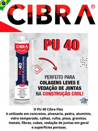 Imagem de Pu 40 Cola Selante De Poliuretano Cibra Flex 400g Kit c/2 unid. Branco / Cinza / Preto