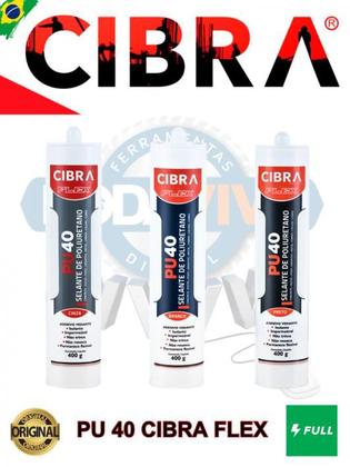 Imagem de Pu 40 Cola Selante De Poliuretano Cibra Flex 400g Kit c/2 unid. Branco / Cinza / Preto