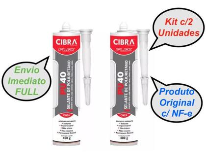 Imagem de Pu 40 Cola Selante De Poliuretano Cibra Flex 400g Kit c/2 unid. Branco / Cinza / Preto