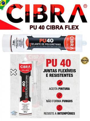 Imagem de Pu 40 Cola Selante De Poliuretano Cibra Flex 400g Kit c/2 unid. Branco / Cinza / Preto