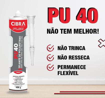 Imagem de Pu 40 Cola Selante De Poliuretano Cibra Flex 400g Kit c/2 unid. Branco / Cinza / Preto