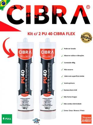 Imagem de Pu 40 Cola Selante De Poliuretano Cibra Flex 400g Kit c/2 unid. Branco / Cinza / Preto
