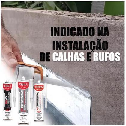 Imagem de Pu Construção Cola Selante de Poliuretano Cibra flex 400g Preto - Caixa c/ 24 Unid. CIBRA SELANTES