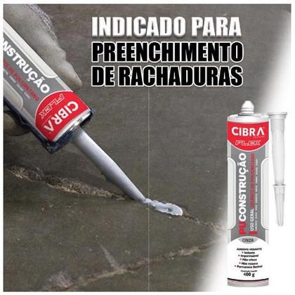 Imagem de Pu Construção Cola Selante de Poliuretano Cibra flex 400g Preto - Caixa c/ 24 Unid. CIBRA SELANTES