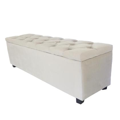 Imagem de Puf Baú Queen 160x40x45cm Na Cor Bege Claro - Produto de Alta Qualidade e Conforto