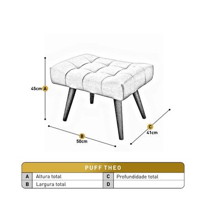 Imagem de Puff Banqueta em Madeira Maciça Theo