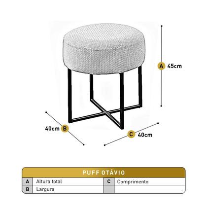 Imagem de Puff Banqueta Otávio Luxo Base Preta Castellar Móbile