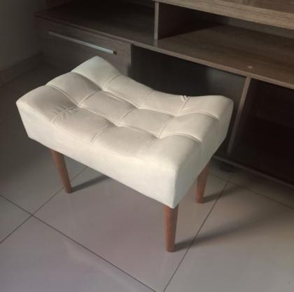 Imagem de Puff banqueta pés palito retro retangular penteadeira cor bege