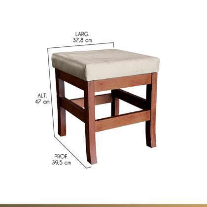 Imagem de Puff Banqueta Quadrada Barcelona para Sala de Estar Madeira Maciça Suede Bege CCS