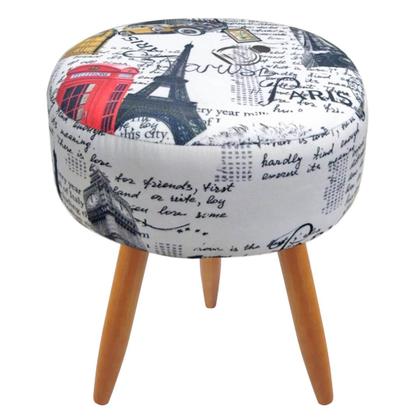 Imagem de Puff Banqueta Redondo Classic Para Sala Quarto Estampado Suede