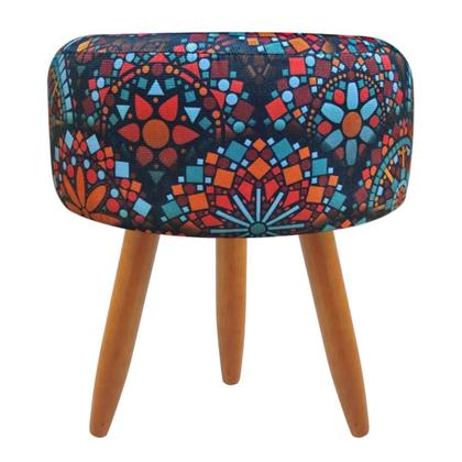 Imagem de Puff Banqueta Redondo Classic Para Sala Quarto Estampado Suede