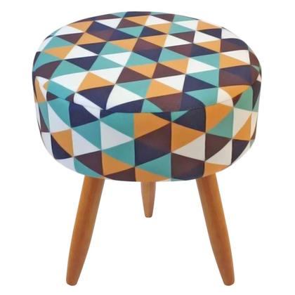 Imagem de Puff Banqueta Redondo Classic Para Sala Quarto Estampado Suede