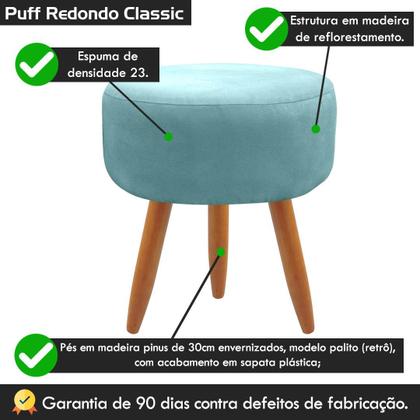 Imagem de Puff Banqueta Redondo Classic Suede Para Sala Quarto Escritório