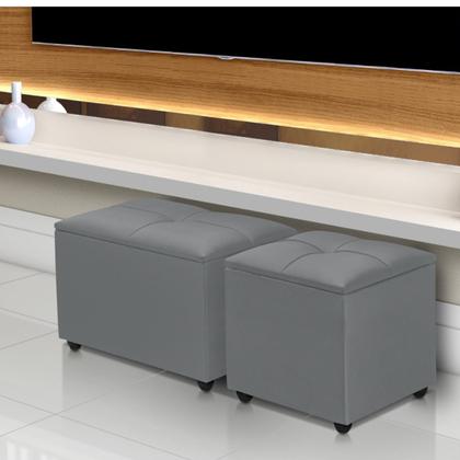 Imagem de Puff Baú 60cm Dobradiça Reforçada Assento Estofado Veludo