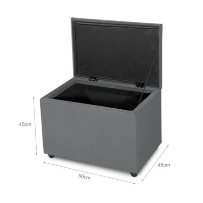 Imagem de Puff Baú 60cm Dobradiça Reforçada Assento Estofado Veludo