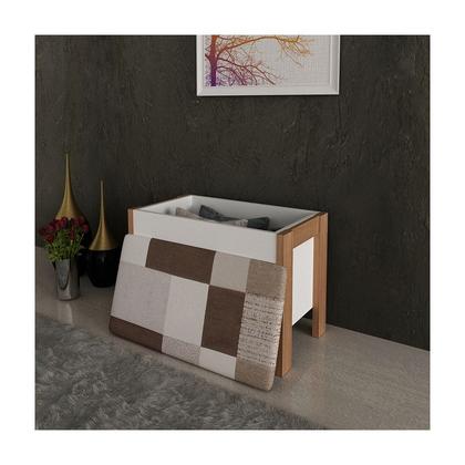 Imagem de Puff Baú 65x48x35,5 cm Amêndoa/Branco Tecnomobili