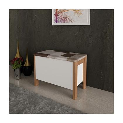 Imagem de Puff Baú 65x48x35,5 cm Amêndoa/Branco Tecnomobili