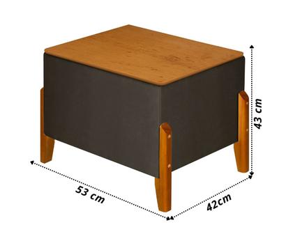 Imagem de Puff Baú Banco Decorativo Pés Madeira Recamier Decoração Closet Quarto Sala Nicho Organizador Calçadeira Roupas Quadrado Elegante Penteadeira