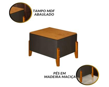 Imagem de Puff Baú Banco Decorativo Pés Madeira Recamier Decoração Closet Quarto Sala Nicho Organizador Calçadeira Roupas Quadrado Elegante Penteadeira
