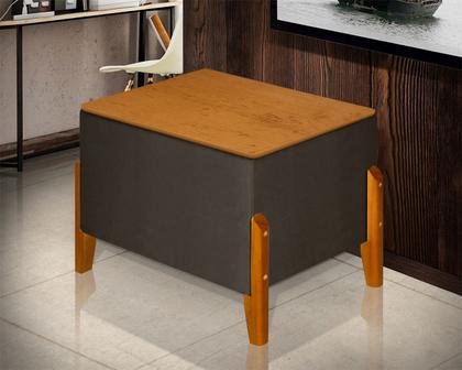 Imagem de Puff Baú Banco Decorativo Pés Madeira Recamier Decoração Closet Quarto Sala Nicho Organizador Calçadeira Roupas Quadrado Elegante Penteadeira