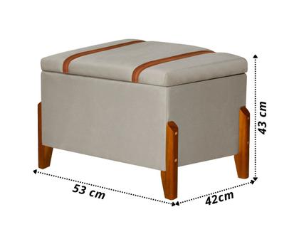 Imagem de Puff Baú Banco Pés Madeira Recamier Decoração Closet Quarto Sala Nicho Caixa Organizador Calçadeira Roupas Retangular Quadrado Elegante Penteadeira