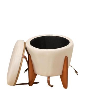 Imagem de Puff Baú E Mesa De Centro Com Tampo Linho Claro