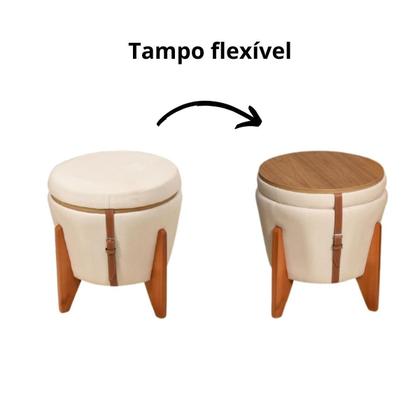 Imagem de Puff Baú E Mesa De Centro Com Tampo Linho Claro
