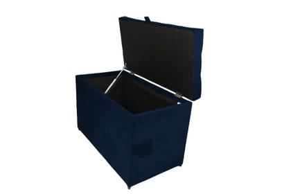 Imagem de Puff baú estofado retangular - 68 cm - azul marinho - 100% mdf