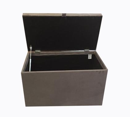 Imagem de Puff baú estofado retangular - 68 cm - marrom claro - 100% mdf