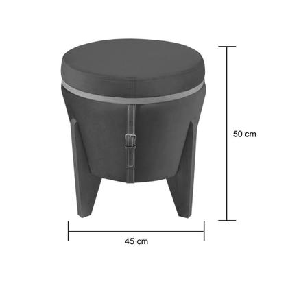 Imagem de Puff Baú Multifuncional Tampo Amadeirado Veludo Areia