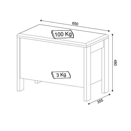 Imagem de Puff Baú Multiuso Tecno Mobili - Branco/Nogal